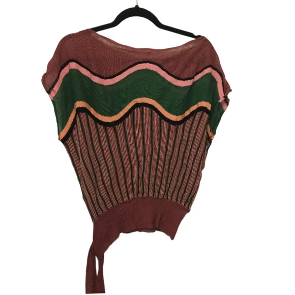 M Missoni Italian Wave Knit Tie Waist Top Size S-M - Picture 4 of 5